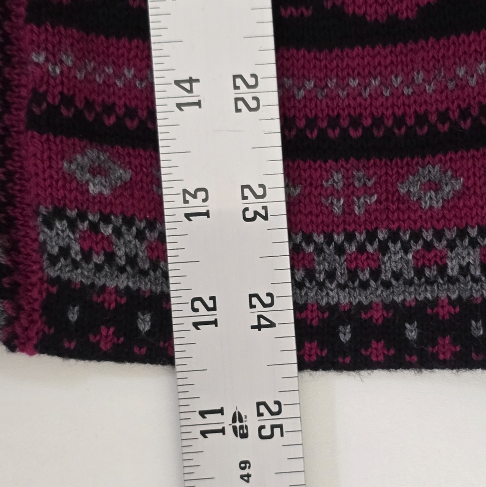 Appleseeds Oslo Zip Up Cardigan Sweater Pink and Black Patterned Size Large - Picture 9 of 10